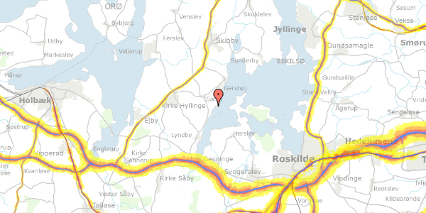 Trafikstøjkort på Rødtjørnevej 15, 4070 Kirke Hyllinge