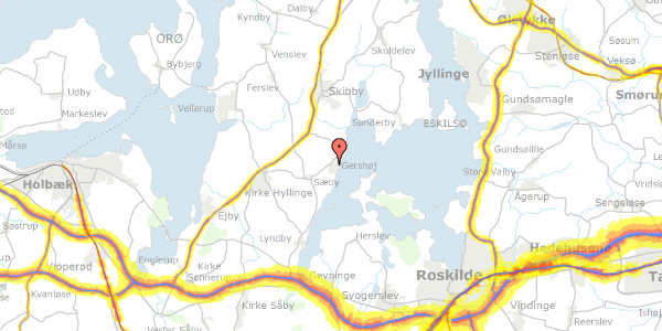 Trafikstøjkort på Strandbakken 7, 4070 Kirke Hyllinge