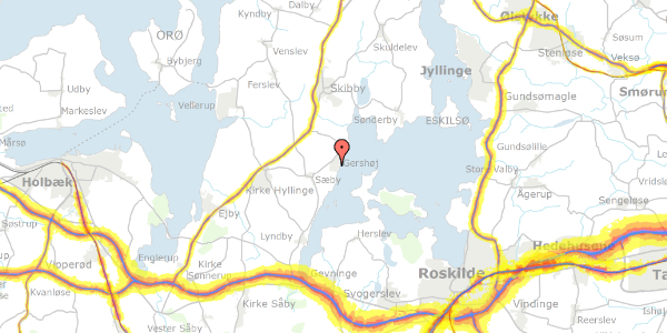 Trafikstøjkort på Strandhøj 6, 4070 Kirke Hyllinge