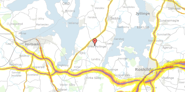 Trafikstøjkort på Valnøddevej 11, 4070 Kirke Hyllinge