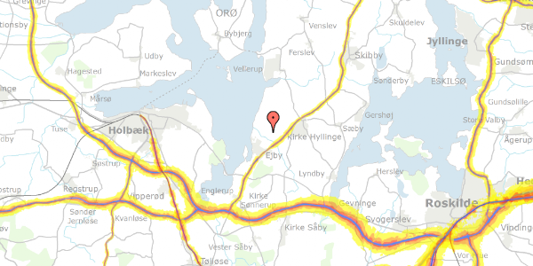 Trafikstøjkort på Åhusene 35, 4070 Kirke Hyllinge