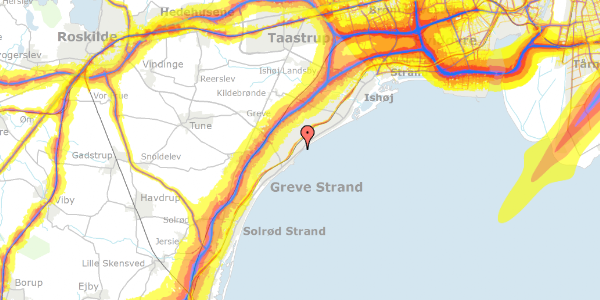 Trafikstøjkort på Greve Strandvej 134, 2670 Greve