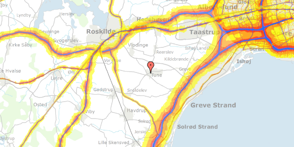 Trafikstøjkort på Roskildevej 6, 4030 Tune