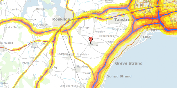 Trafikstøjkort på Roskildevej 19, 4030 Tune