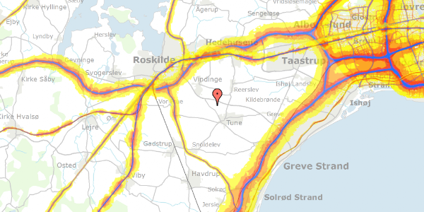 Trafikstøjkort på Roskildevej 66, 4030 Tune