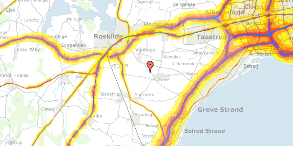 Trafikstøjkort på Roskildevej 85, 4030 Tune
