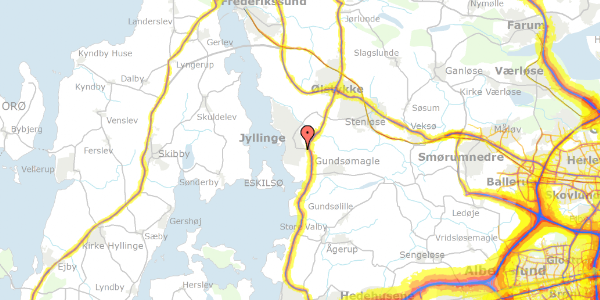 Trafikstøjkort på Baunehøjparken 108, 4040 Jyllinge