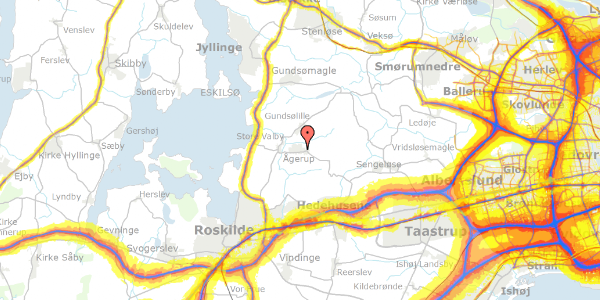 Trafikstøjkort på Baunevej 4, 4000 Roskilde