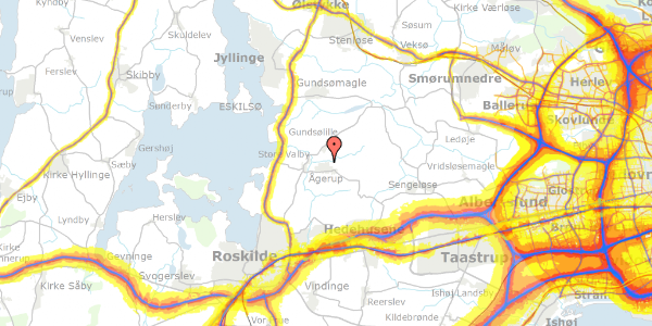 Trafikstøjkort på Baunevej 39, 4000 Roskilde