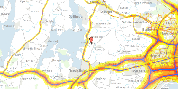 Trafikstøjkort på Bolundsvej 6, 4000 Roskilde