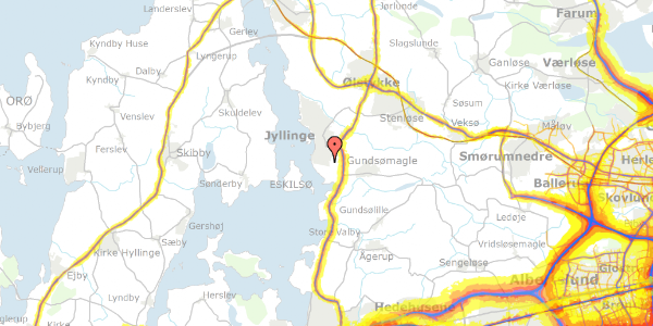 Trafikstøjkort på Flådevej 53, 4040 Jyllinge