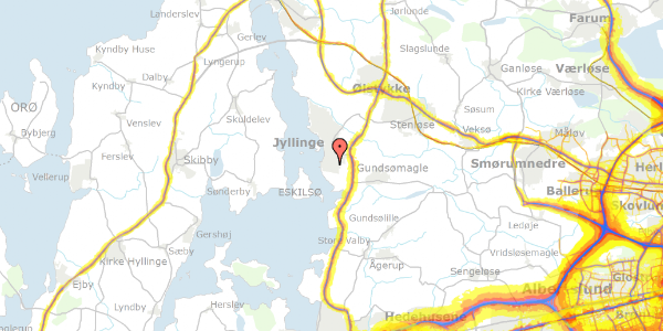 Trafikstøjkort på Gondolvej 23, 4040 Jyllinge