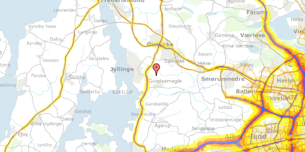 Trafikstøjkort på Gulddyssevej 59, 4000 Roskilde