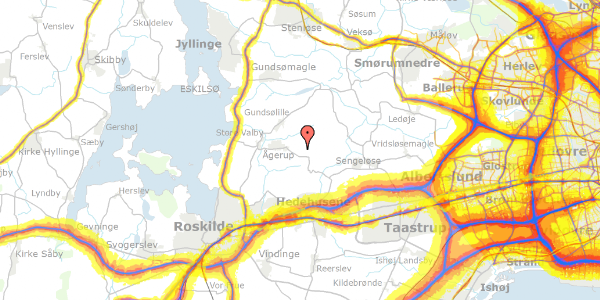 Trafikstøjkort på Hvedstrupvej 103, 4000 Roskilde