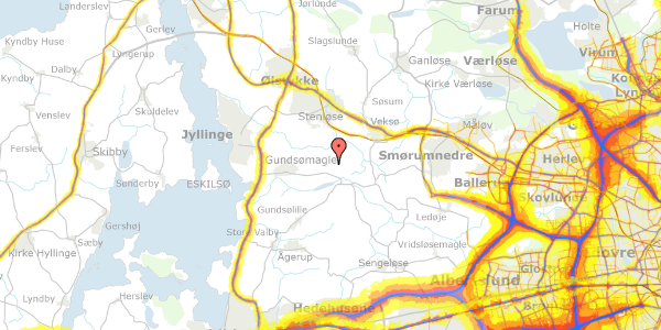 Trafikstøjkort på Kastanievang 4, 3670 Veksø Sjælland