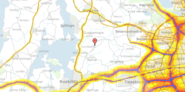 Trafikstøjkort på Kirkerupvej 13, 4000 Roskilde