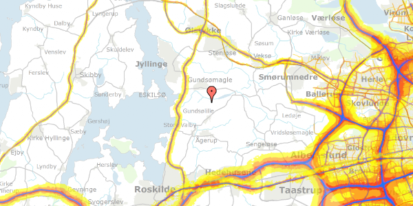 Trafikstøjkort på Kirkerupvej 21A, 4000 Roskilde