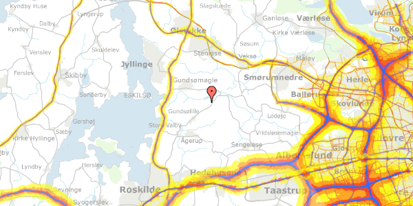 Trafikstøjkort på Kirkerupvej 30, 4000 Roskilde