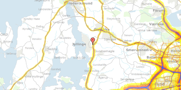 Trafikstøjkort på Kirsebærhegnet 45, 4040 Jyllinge