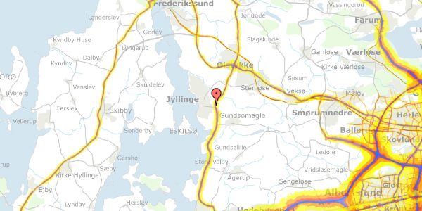 Trafikstøjkort på Markskellet 36, 4040 Jyllinge