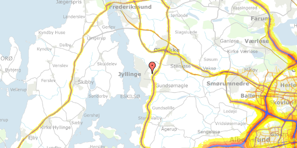 Trafikstøjkort på Lindegårdsvej 45, 4040 Jyllinge