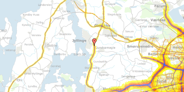 Trafikstøjkort på Plutovej 10, 4040 Jyllinge