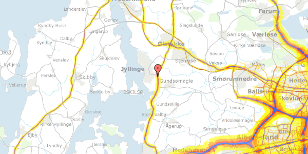 Trafikstøjkort på Plutovej 24, 4040 Jyllinge