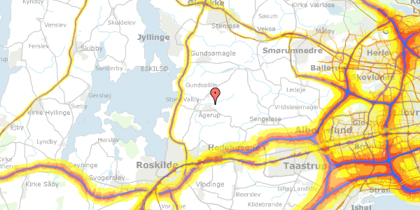 Trafikstøjkort på Skovdalen 7, 4000 Roskilde