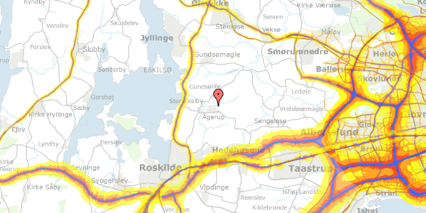 Trafikstøjkort på Skovdalen 28, 4000 Roskilde