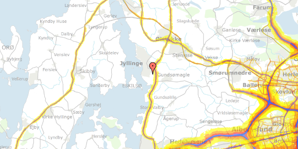 Trafikstøjkort på Smakkevej 2, 4040 Jyllinge