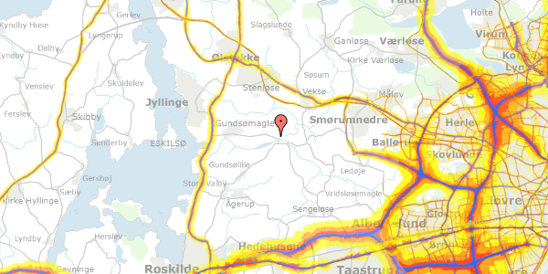 Trafikstøjkort på Østrupvej 104, 3670 Veksø Sjælland