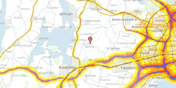 Trafikstøjkort på Ågeruphøj 9, 4000 Roskilde