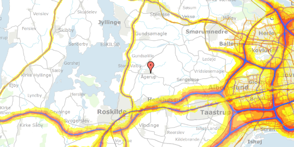 Trafikstøjkort på Ågeruphøj 14, 4000 Roskilde