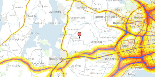 Trafikstøjkort på Ågerupvej 44, 4000 Roskilde