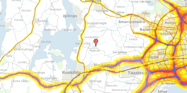 Trafikstøjkort på Ågerupvænge 34, 4000 Roskilde