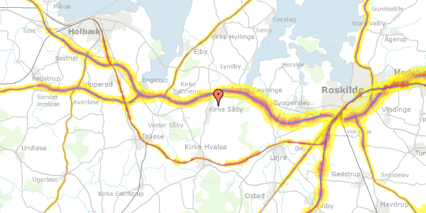 Trafikstøjkort på Hyldevænget 14, 4060 Kirke Såby