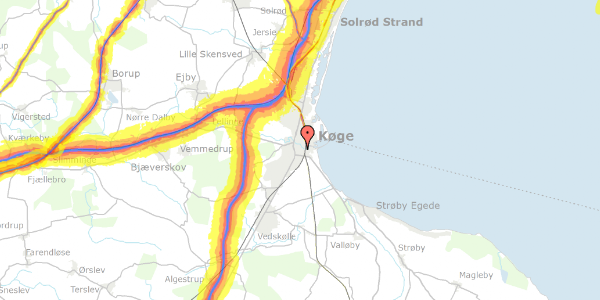 Trafikstøjkort på Egøjevej 14, 4600 Køge