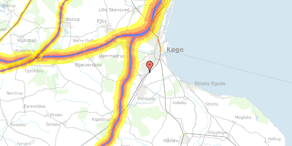 Trafikstøjkort på Fanøvej 6, 4600 Køge