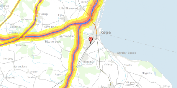 Trafikstøjkort på Fasanvej 23, 2. th, 4600 Køge