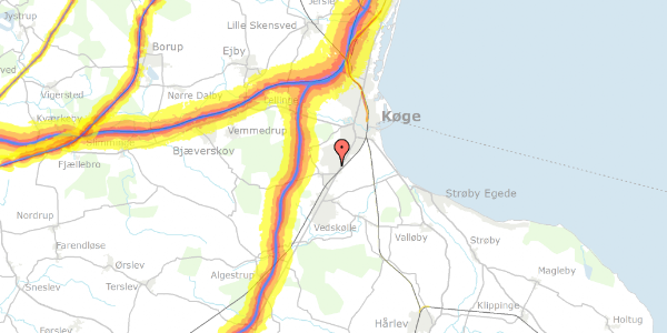 Trafikstøjkort på Fynsvej 19, 4600 Køge