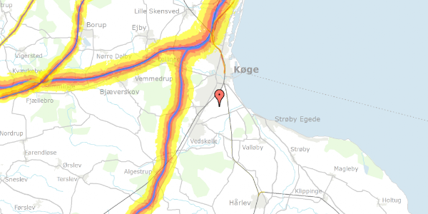 Trafikstøjkort på Gammel Hastrupvej 4, 4600 Køge