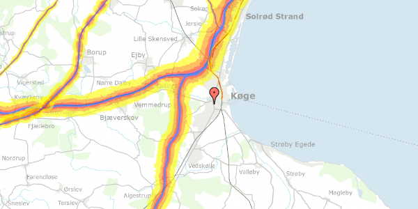 Trafikstøjkort på Gymnasievej 39, 1. th, 4600 Køge