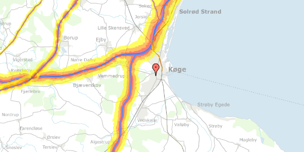 Trafikstøjkort på Gymnasievej 73, 3. th, 4600 Køge