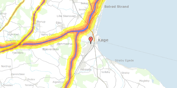 Trafikstøjkort på Gymnasievej 79, 3. th, 4600 Køge