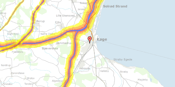 Trafikstøjkort på Gymnasievej 89, 1. th, 4600 Køge