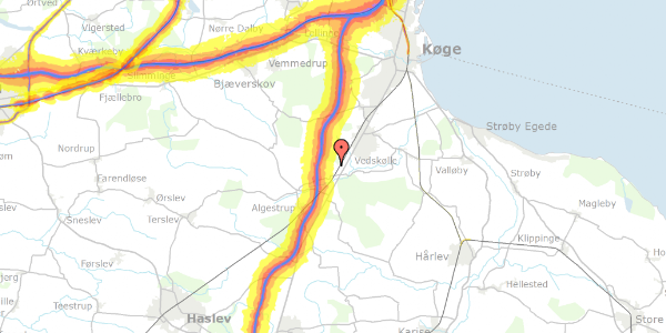 Trafikstøjkort på Indelukket 8, 4682 Tureby