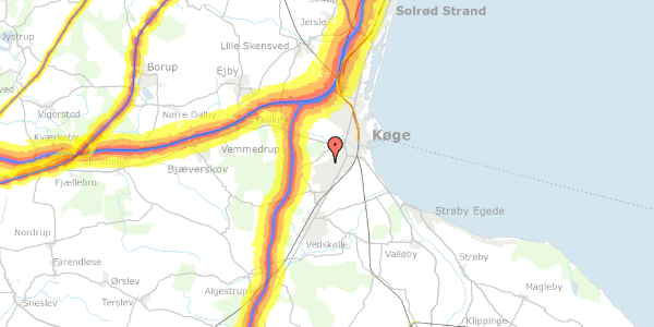 Trafikstøjkort på Kærmindevej 4, 4600 Køge