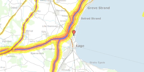 Trafikstøjkort på Nyvej 10, 4600 Køge