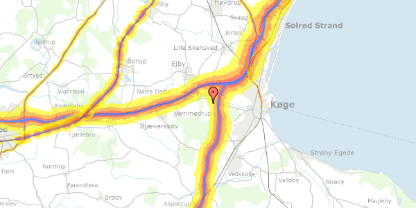 Trafikstøjkort på Overdrevsvejen 31, 4600 Køge