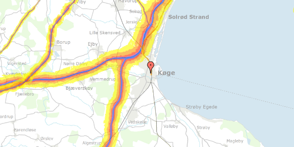 Trafikstøjkort på Pedersvej 18, 4600 Køge